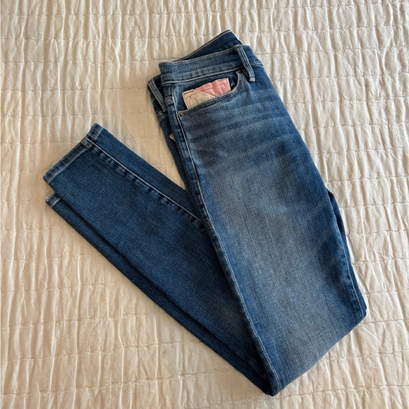 Frame Le Skinny de Jeanne w Neutral/Desert Color Block Patch Detail - Picture 2 of 13